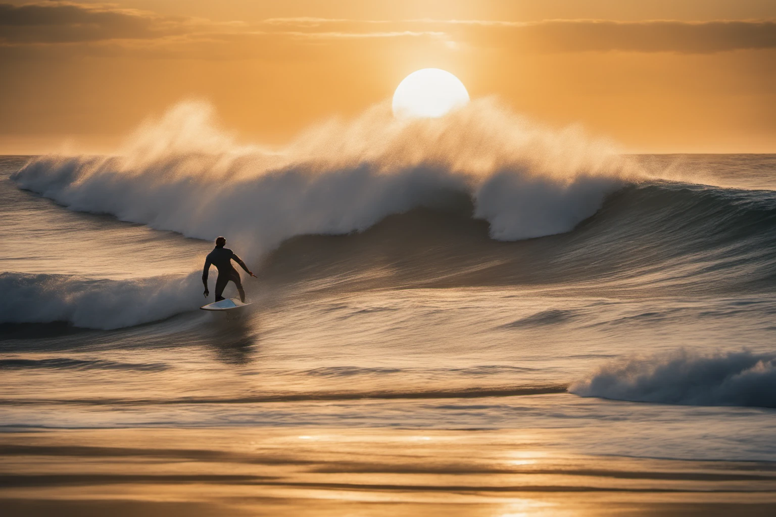 Силуэт серфера на закате – образ жизни у моря