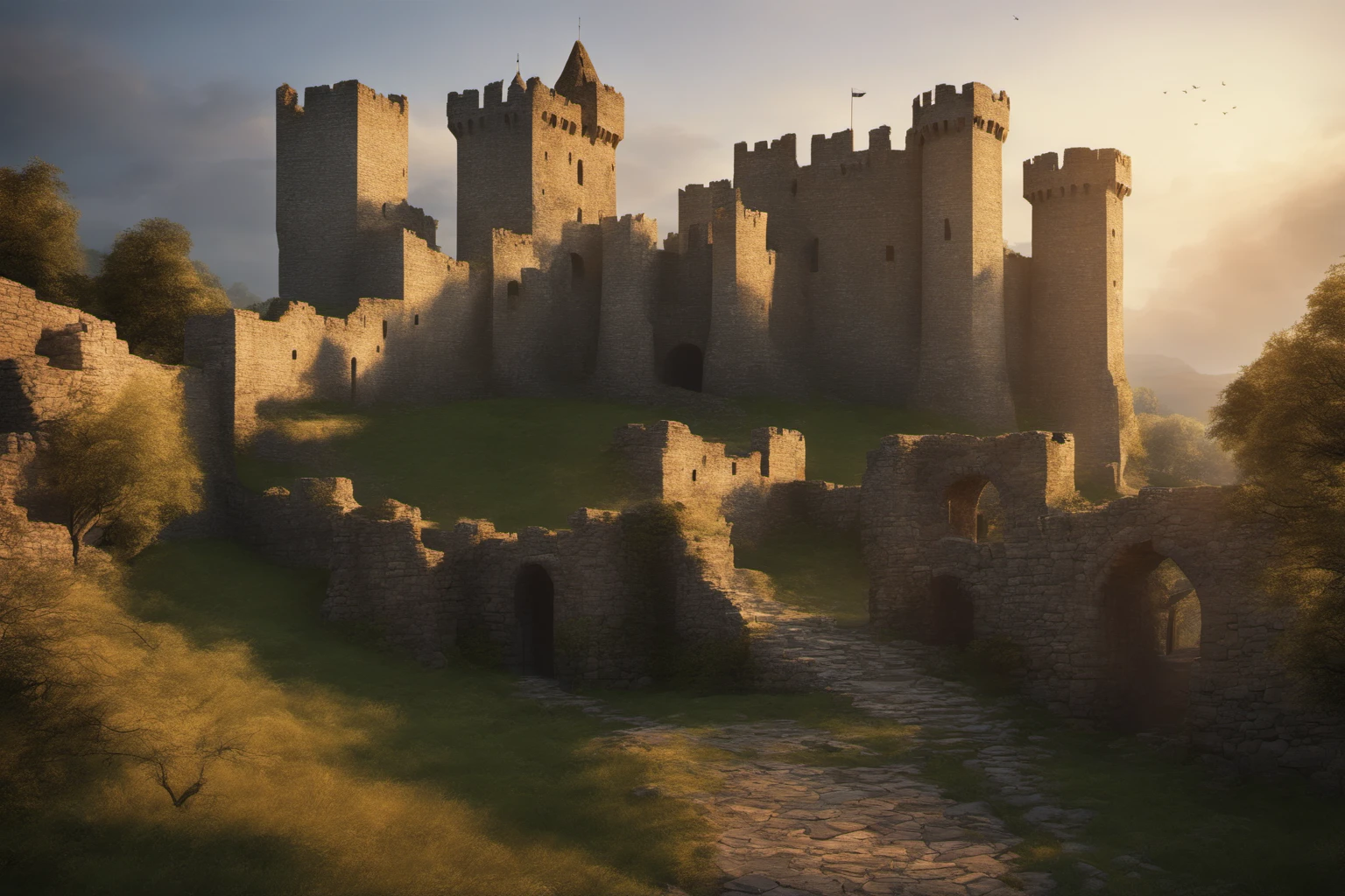 Medieval Castle Ruins – Historical Landmark Photography