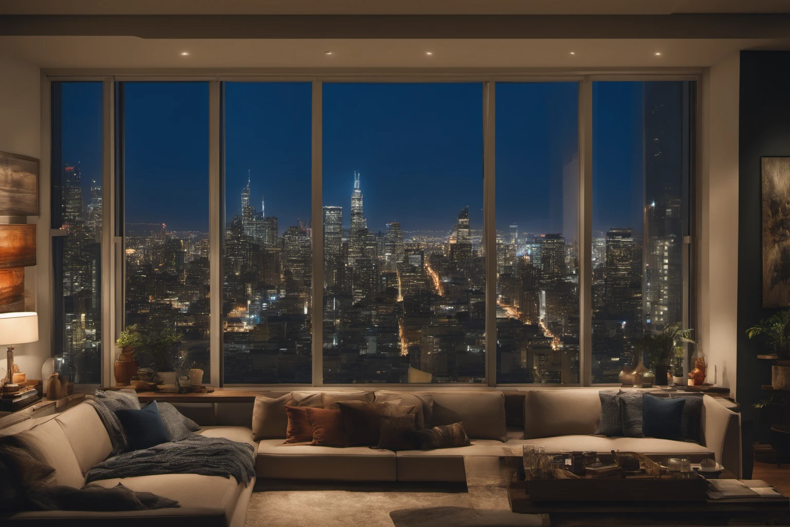 Skyline View from Highrise Window – Urban Nightscapes