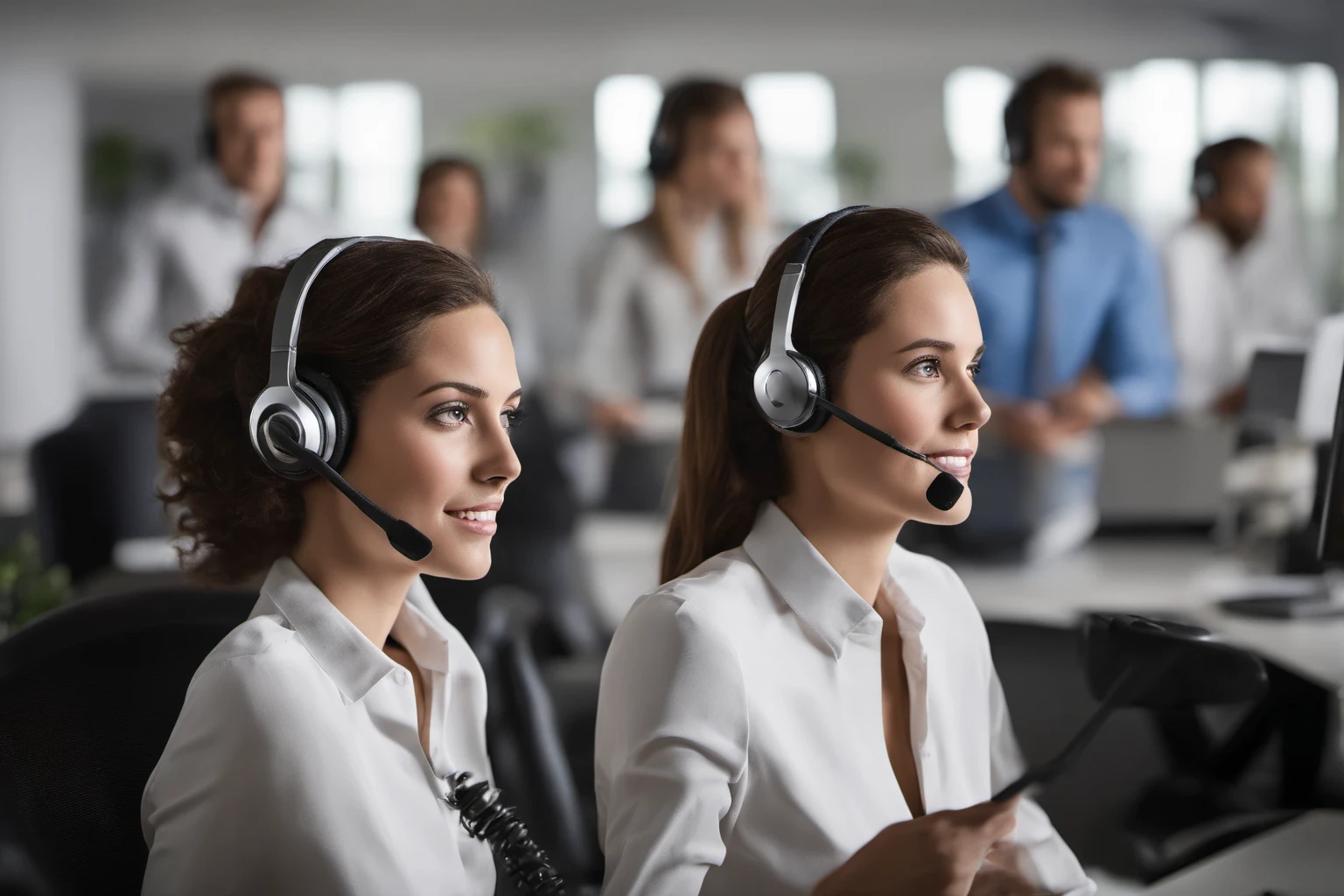 Wireless Headset in Modern Office – Conference Call Setup