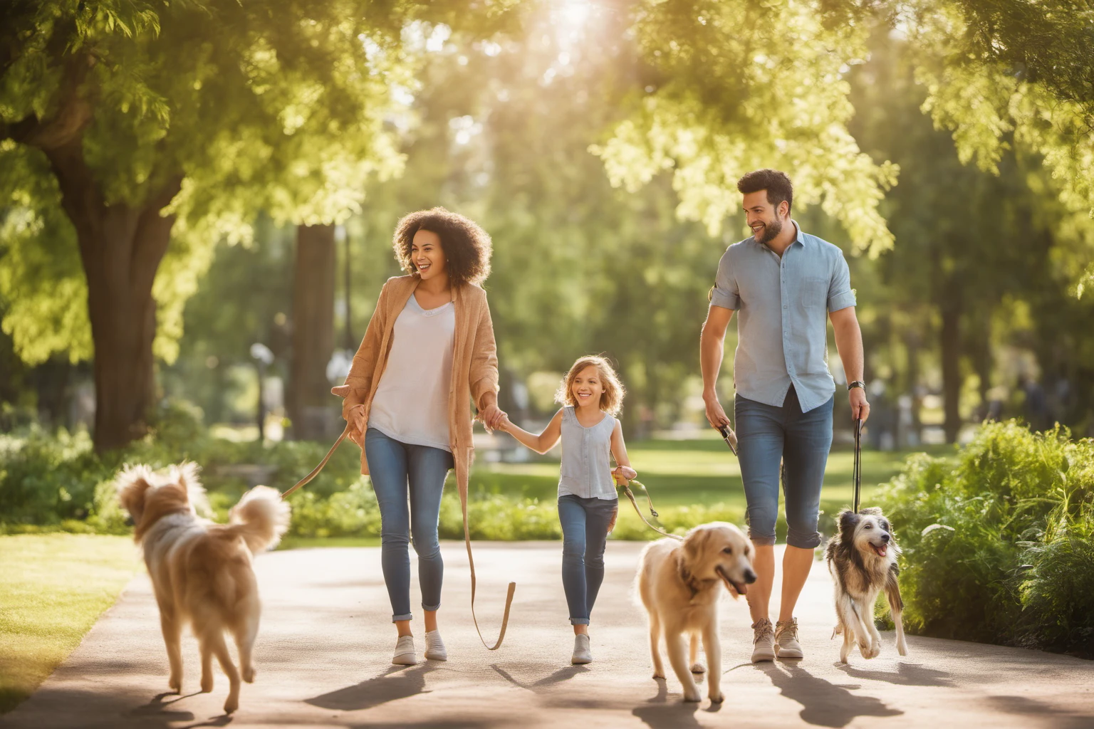Семейная прогулка с собакой в парке – Пешие прогулки