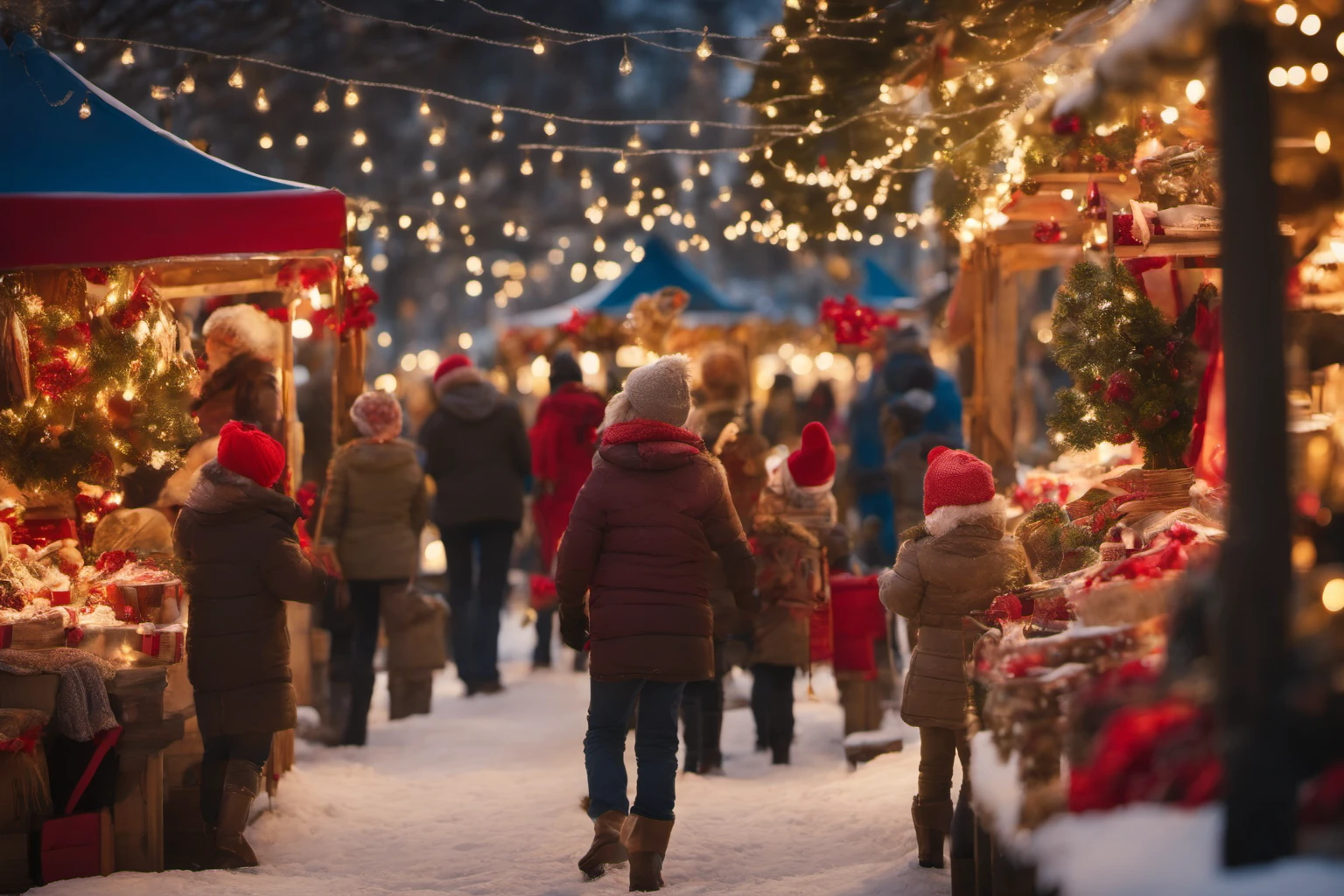 Scena di mercato invernale – Disegno di banner festivo