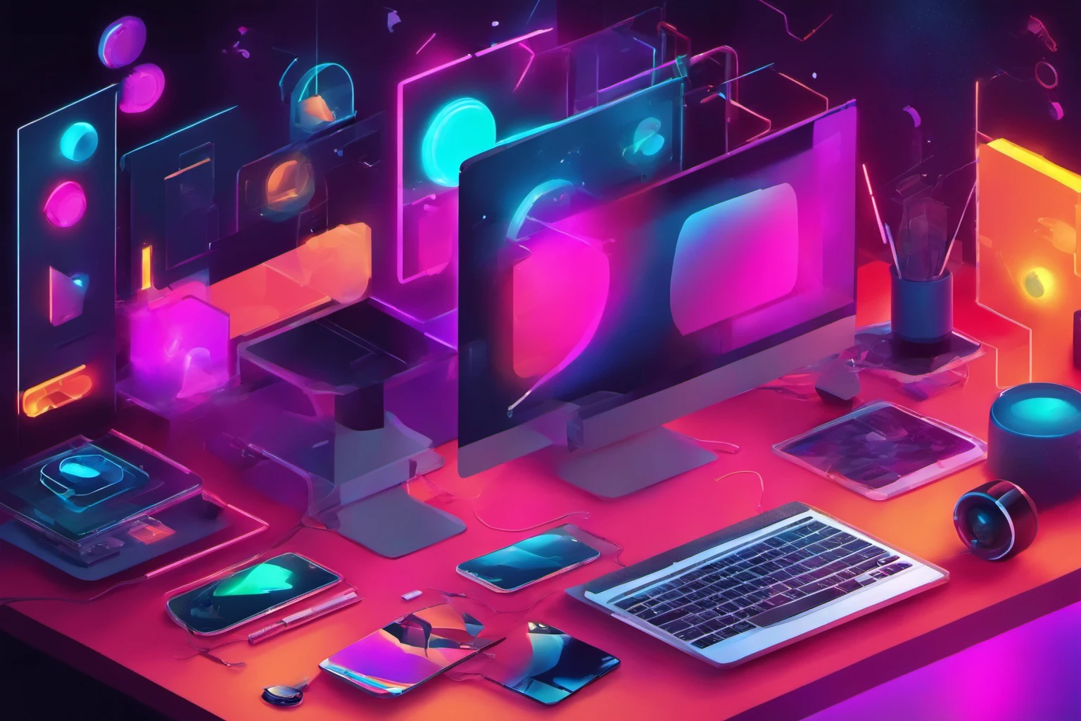 Papel de Parede Digital com Cores Neon – Fundo para Sites