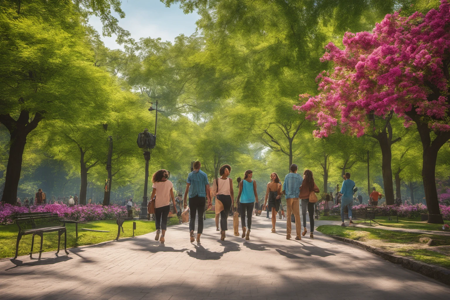 Pessoas passeando por parque urbano – Fotografia de vida na cidade