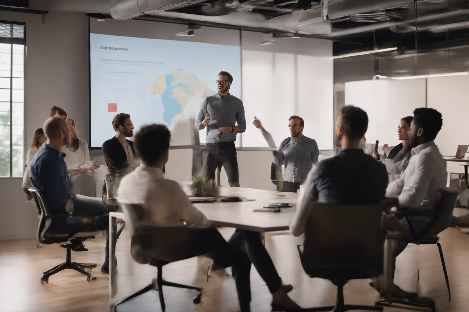 Начинающие предприниматели выступают с презентацией – Конференц-зал