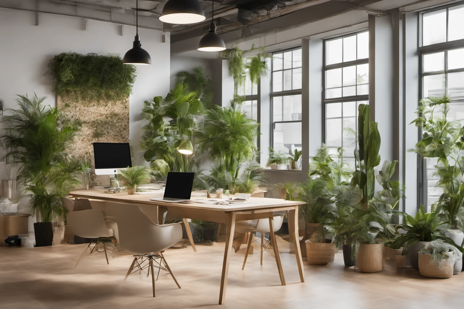Офис стартапа с растениями – Современное рабочее пространство
