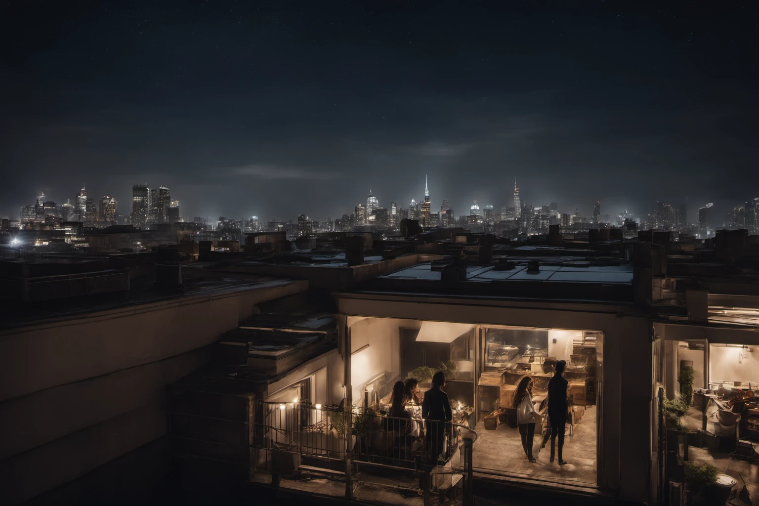 Akşamüstü Şehir Çatı – Gece Siluetleri