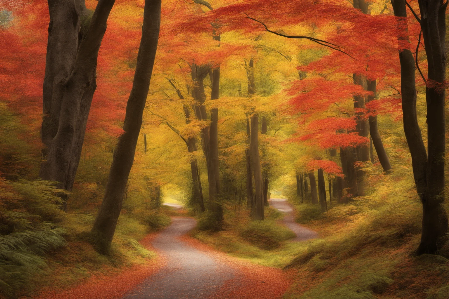 Caminho das Folhas do Outono – Fotografia de Trilha da Natureza