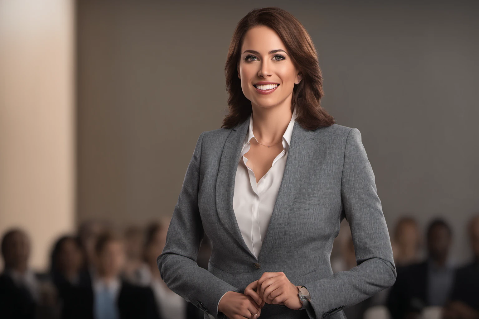 Geschäftsfrau hält Vortrag – Konferenzpräsentation