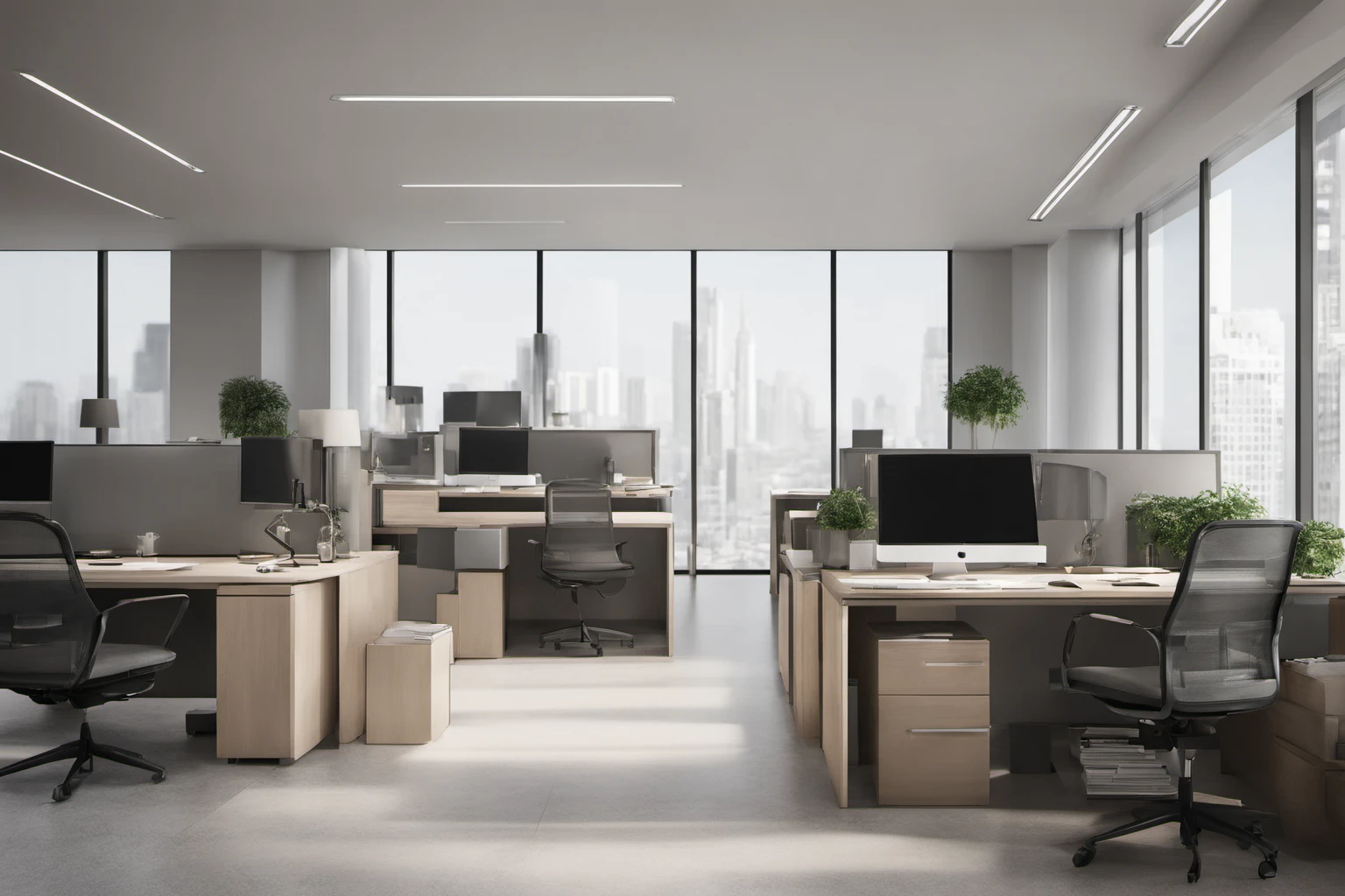 Interior Corporativo Moderno – Espacio de Trabajo Contemporáneo