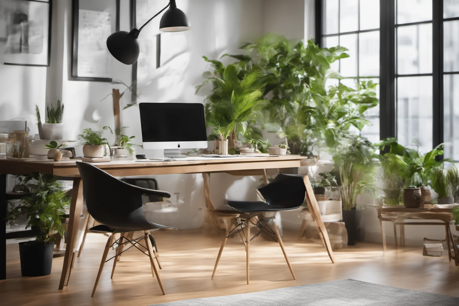 Espace de travail moderne avec verdure – Inspiration pour la conception d'espaces de bureau