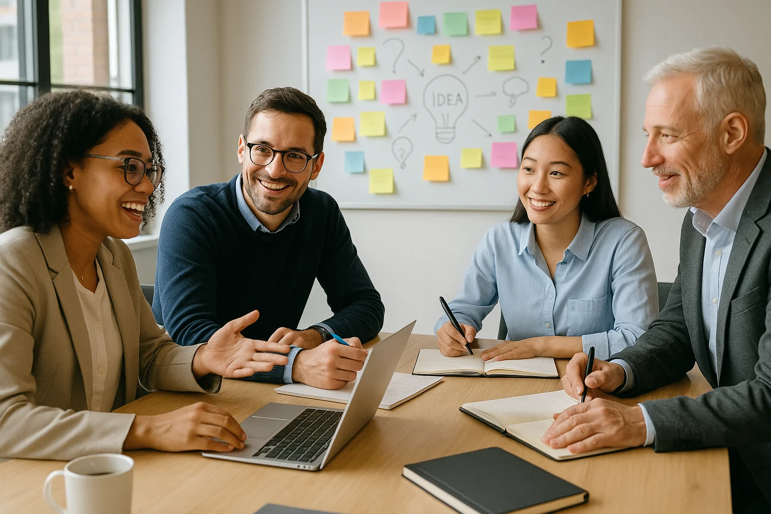 Profissionais em uma sessão de brainstorming