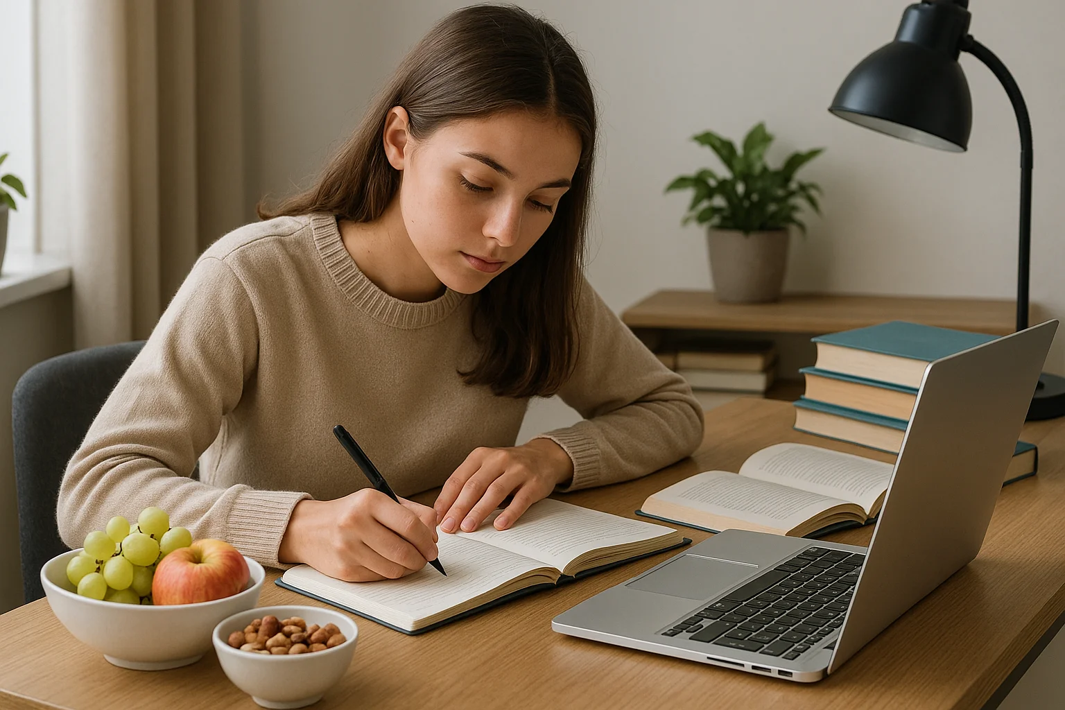 Lernsitzung mit Gesunden Snacks