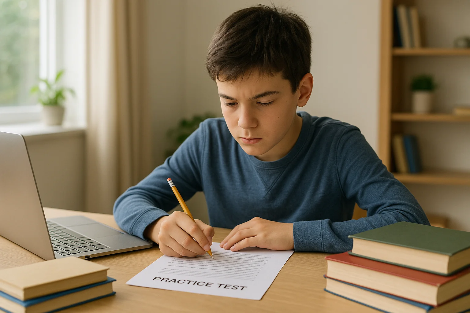 Fokussierter Student beim Übungstest
