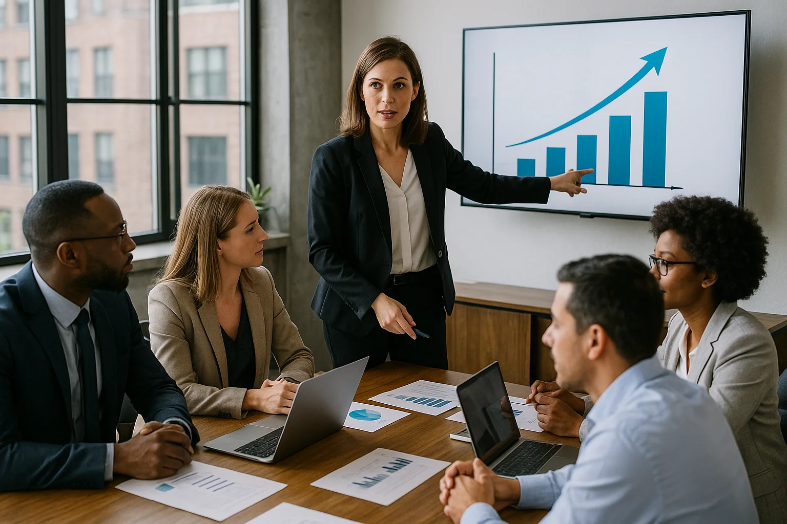 Leader guidant une équipe lors d'une réunion de changement