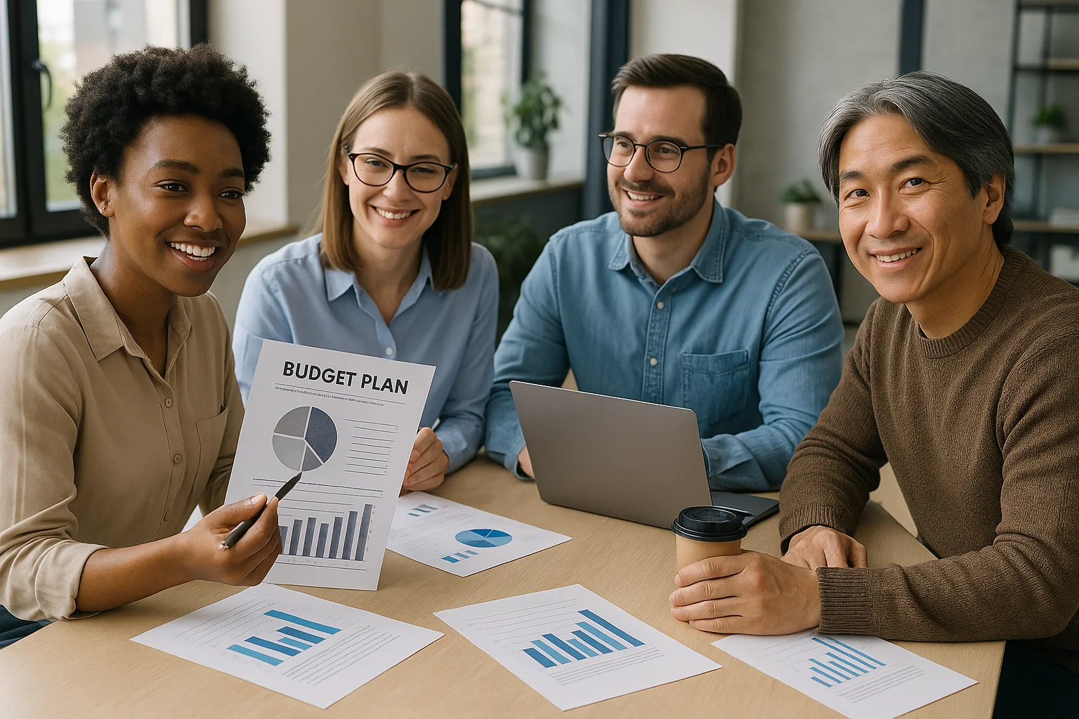 Sekelompok orang mendiskusikan rencana anggaran