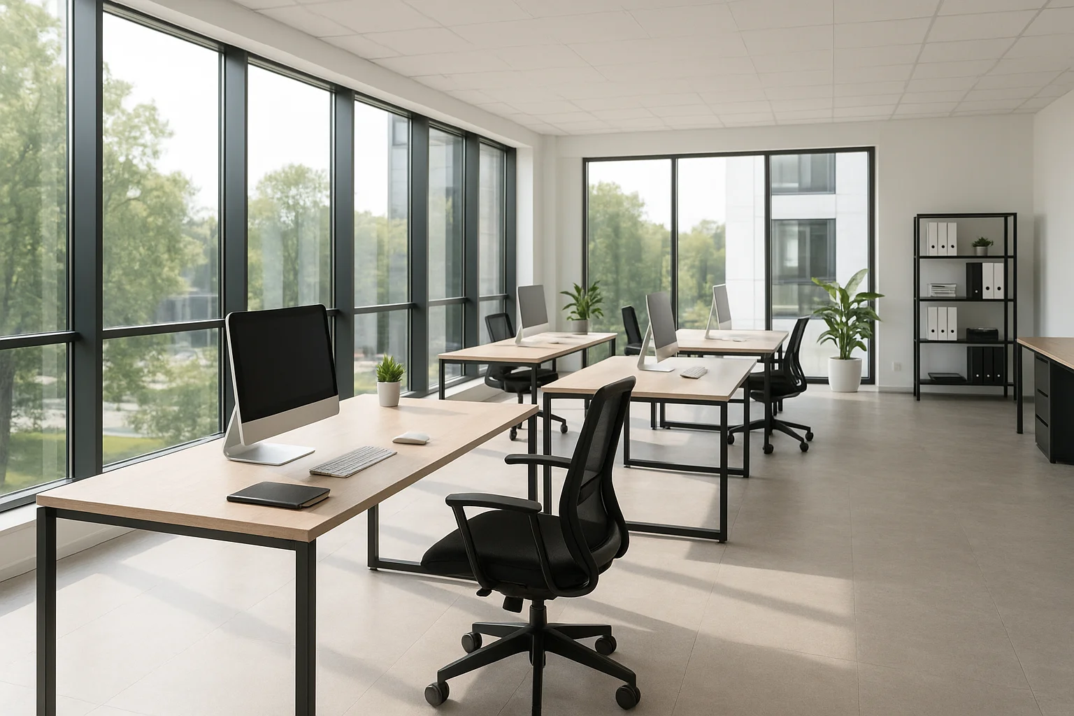 Espace de bureau moderne avec lumière naturelle