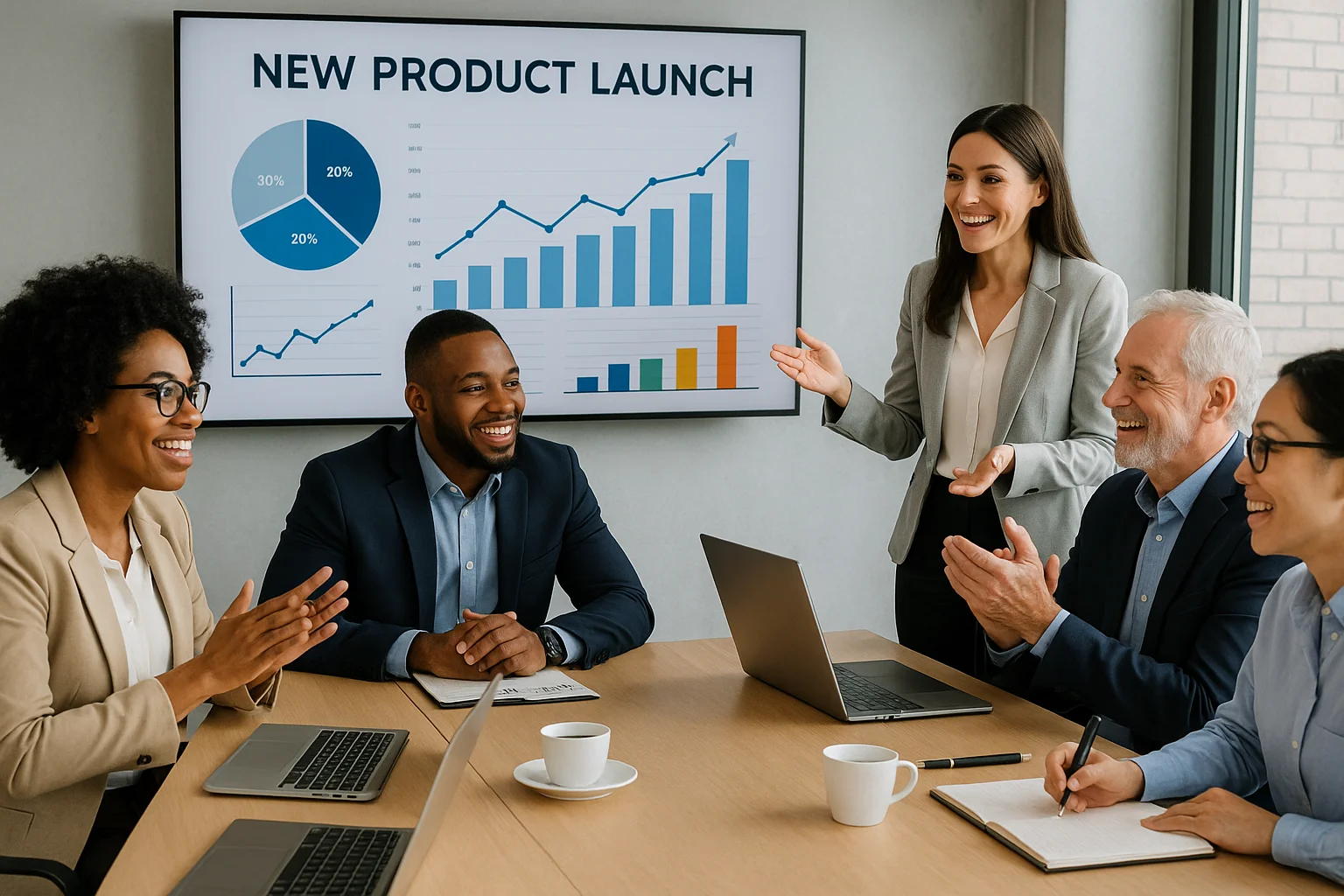 Collaborazione Dinamica del Team alla Riunione di Lancio del Prodotto