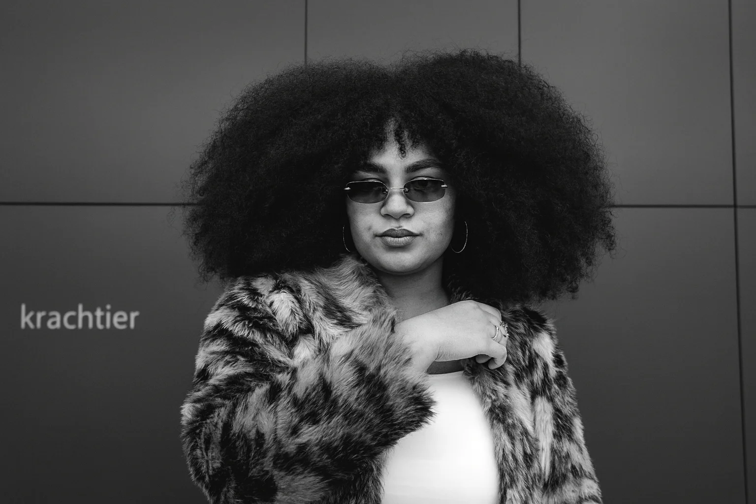 Young woman in a black and white fashion portrait